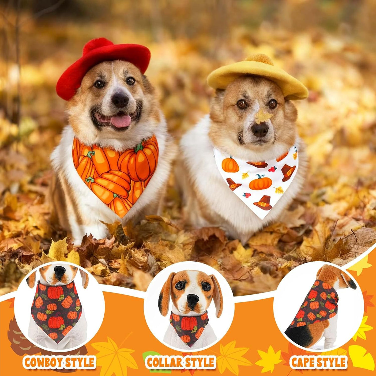 Aliceset 240 Pcs Thanksgiving Fall Leaves Dog Bandanas Bulk