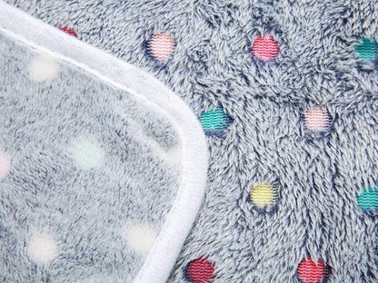 1 Pack 3 Blankets Super Soft Cute Dot Pattern Pet Blanket Flannel Throw for Dog Puppy Cat Blue/Purple/Grey Small