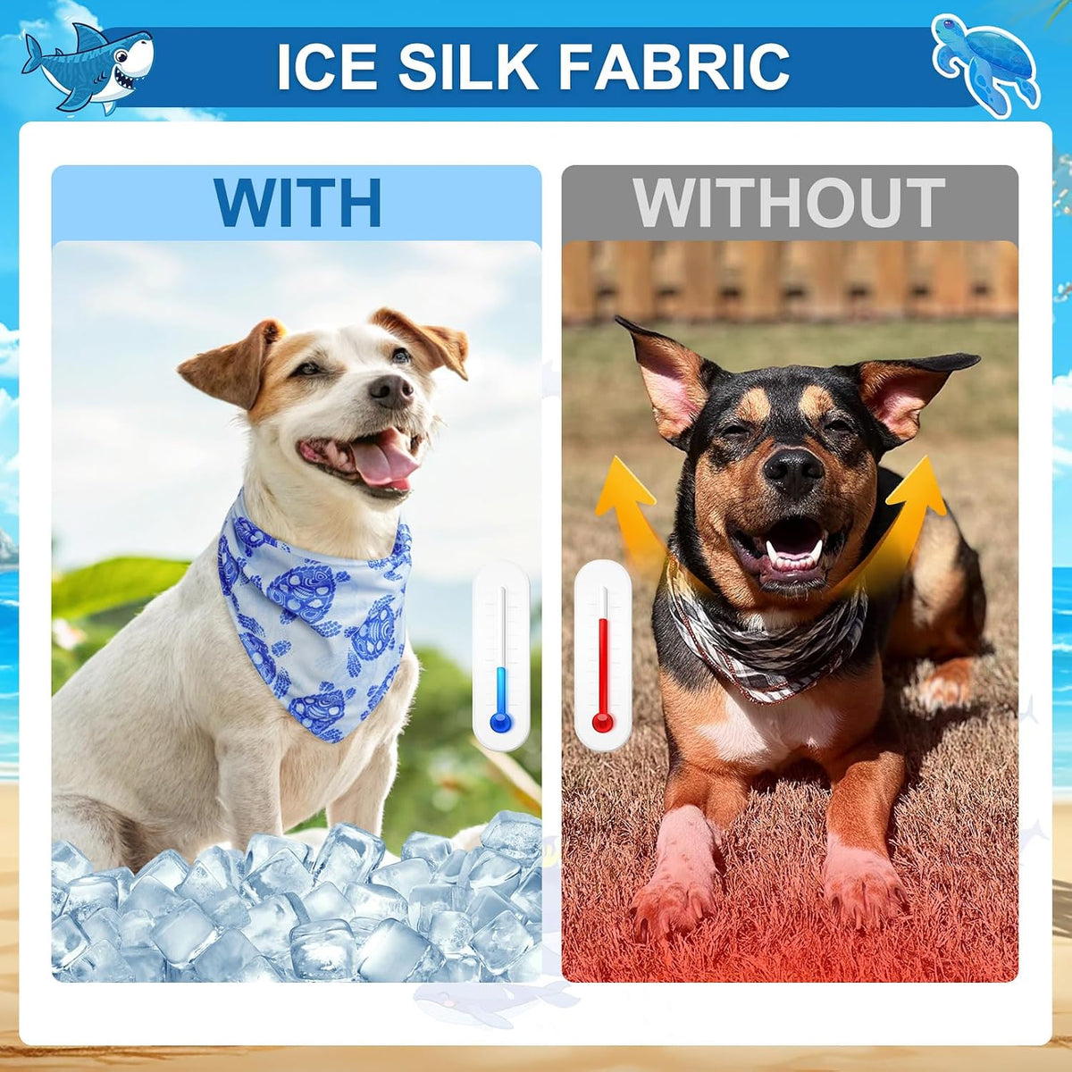 BEAUTYZOO Dog Cooling Bandana 4 Pack,Instant Ice Cooling Scarf for Large Dogs, Reusable Adjustable Cooling Neck Wrap, Chill Out Summer Bandanas for Dogs Heat Relief & Sunstroke Protection, Size XL