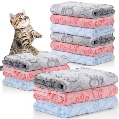 Tegeme 12 Pcs Puppy Blanket for Cat, 30 x 20 Inch White