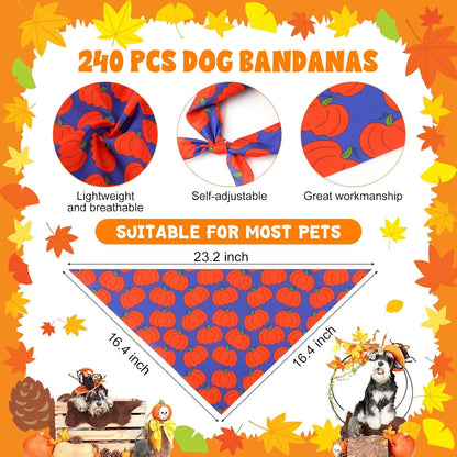 Aliceset 240 Pcs Thanksgiving Fall Leaves Dog Bandanas Bulk