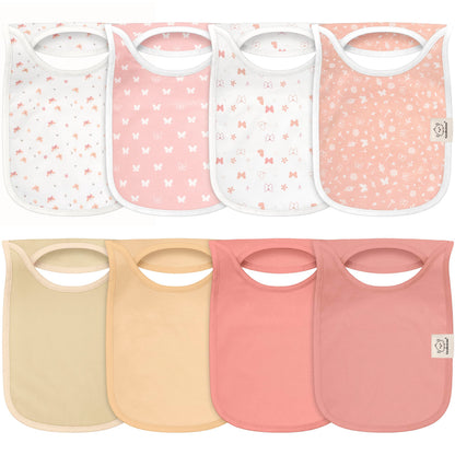 KeaBabies 8-Pack Bibs for Baby Girls, Boys Pullover Baby Bibs 6-36M (Brick)