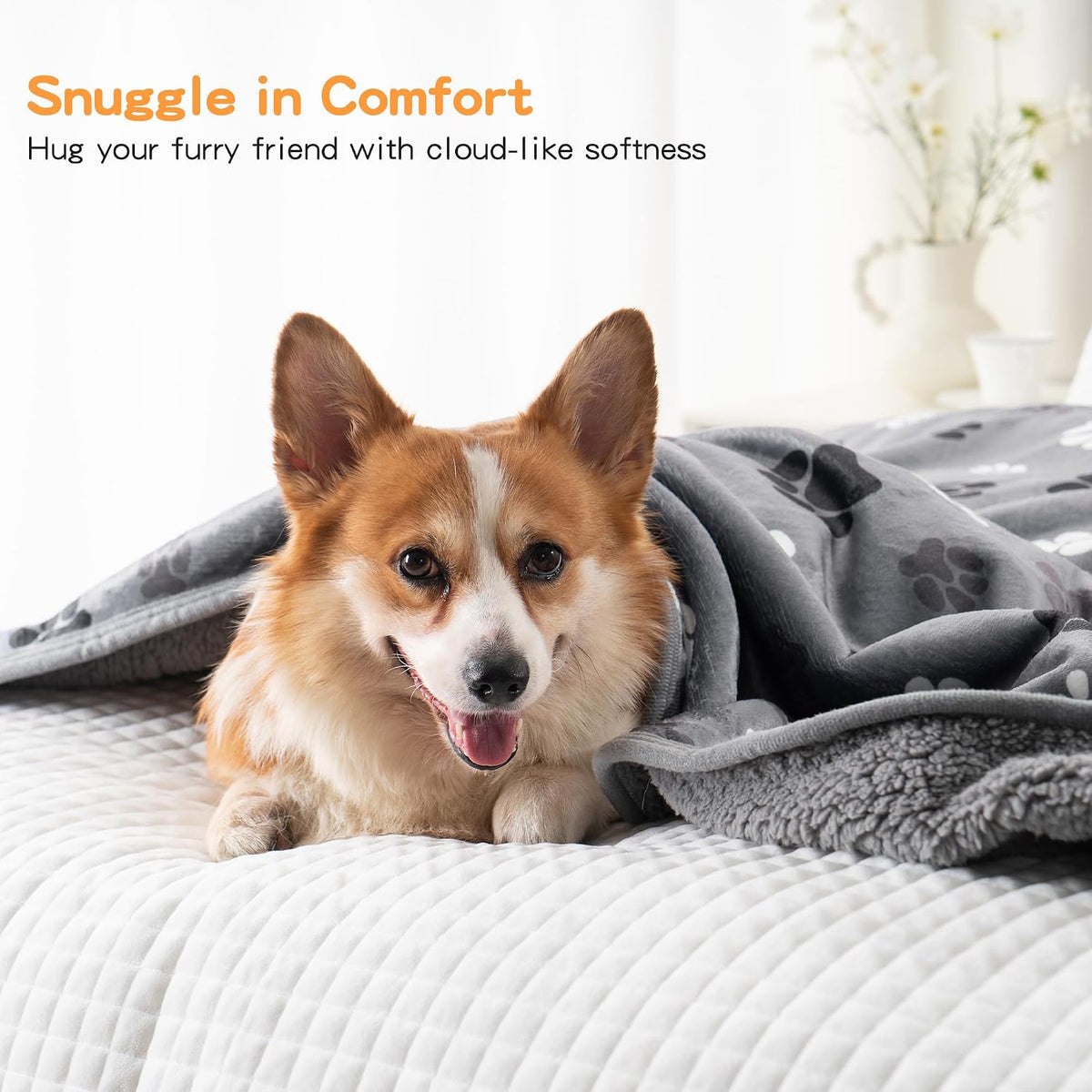 Waterproof Dog Blankets for Large Dogs 50"x60" Dark Grey