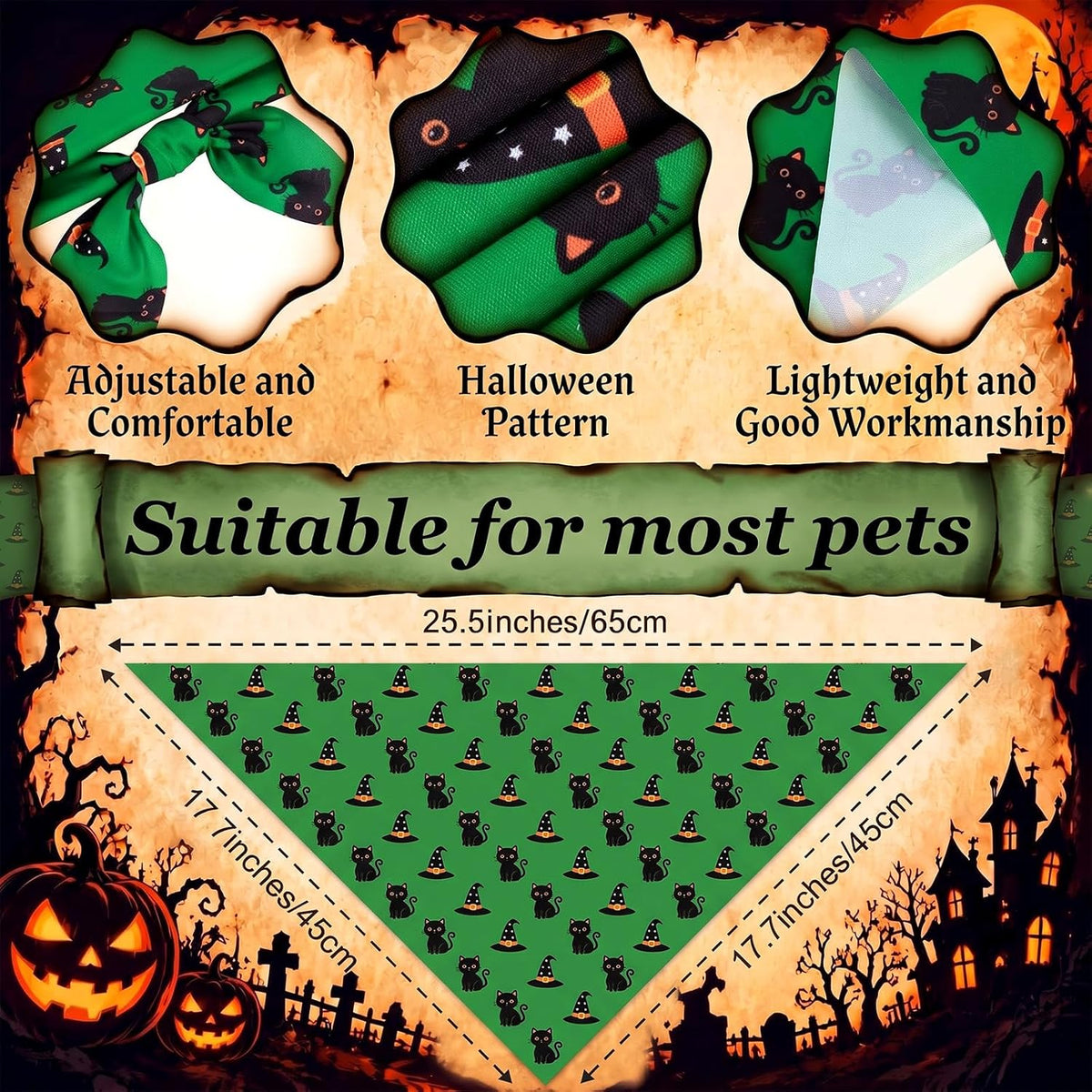 Chunful 120 Pcs Halloween Dog Bandanas Bulk for Charm Grooming Medium Pet