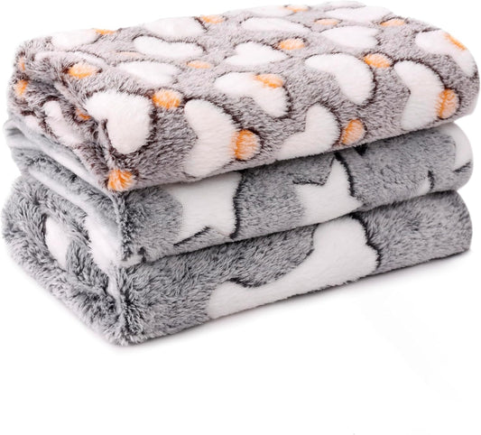 MIWOPET 3 Pack Fleece Pet Blankets Warm Bed Throw for Dogs & Cats 30x20in