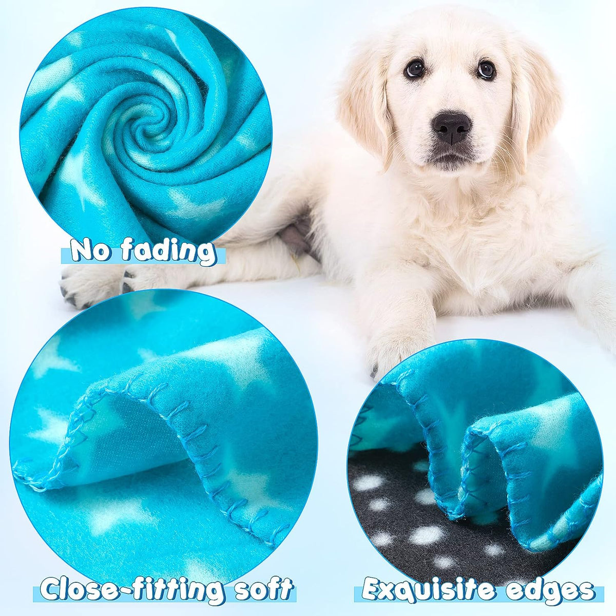 Eccliy 20 Pcs Puppy Blanket Fleece Pet Dog Throw, Paw, 28 x 24 Inch