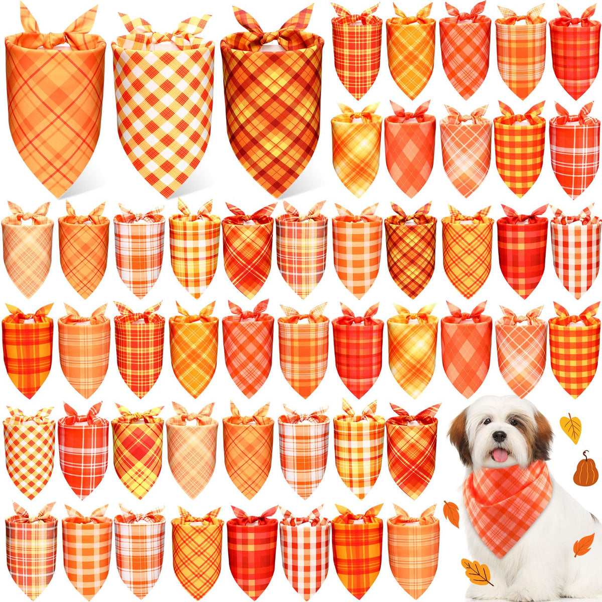 Abbylike 50 Pcs Halloween Dog Bandanas Bulk, Pumpkin Ghost Bat Skull