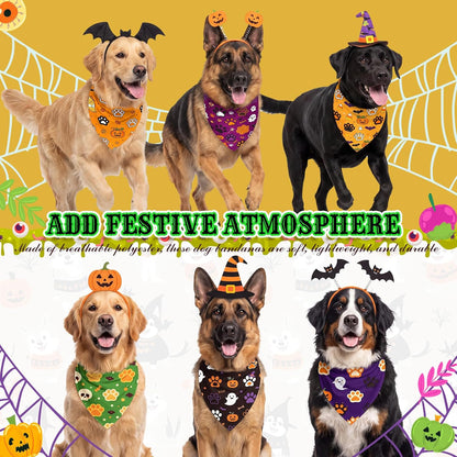 Abbylike 100 Pcs Halloween Dog Bandanas Bulk Cute Dog Paw Prints Pattern