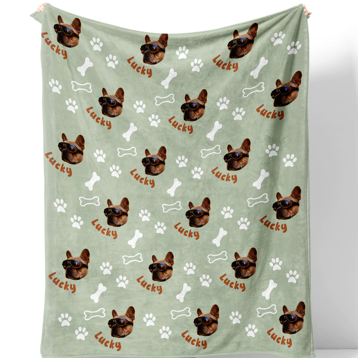 Custom Blanket with Pet Picture & Name, Personalized Photo Funny Cat Dog Face Throw Blanket, Printed Soft Warm Plush Fleece Customized Blanket for Couch Bed Sofa, Gifts for Dog Dad Mom Pet Lovers