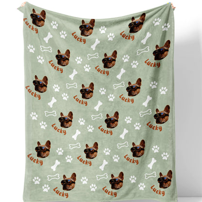Custom Blanket with Pet Picture & Name, Personalized Photo Funny Cat Dog Face Throw Blanket, Printed Soft Warm Plush Fleece Customized Blanket for Couch Bed Sofa, Gifts for Dog Dad Mom Pet Lovers