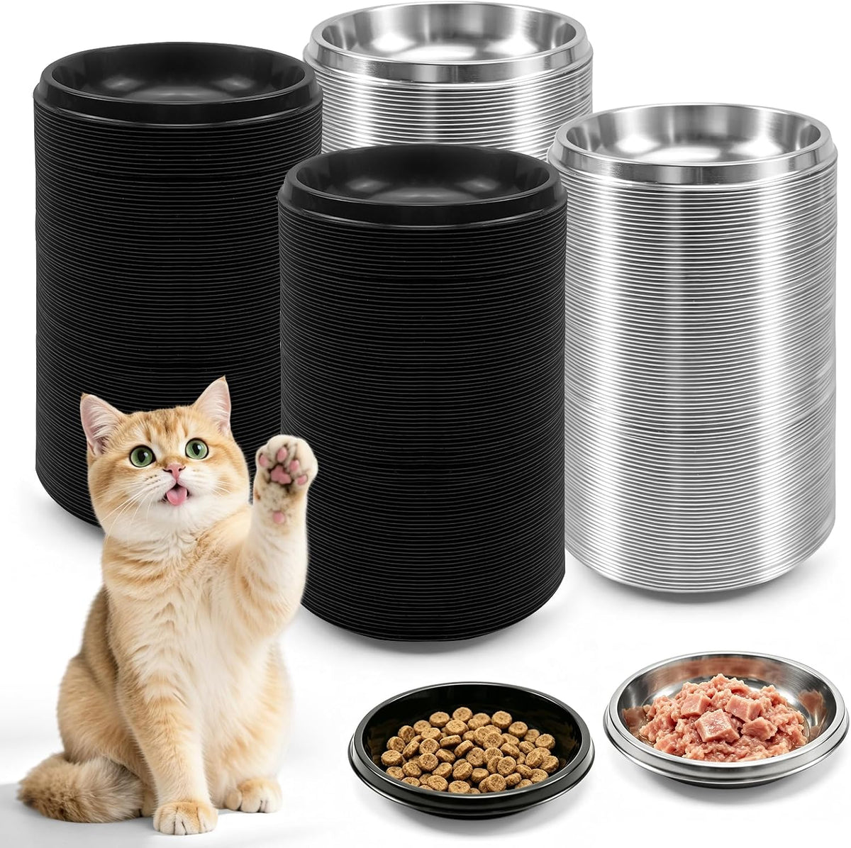 600 Pack Disposable Pet Feeding Bowls, Plastic Small Feeding Dish