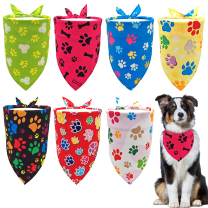 Paisley Dog Bandanas Bulk for Medium Dogs Sewn Edge 7 Pack M
