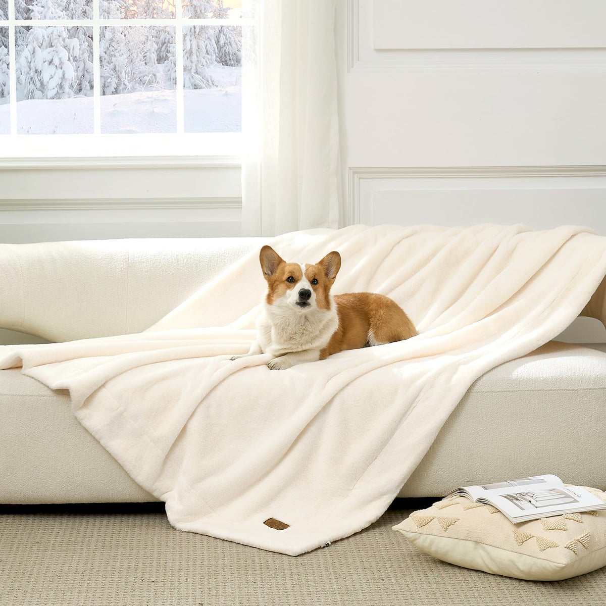 COZY KISS Waterproof Pet Blanket for Large Dog & Cat, 30x40 inch Cream