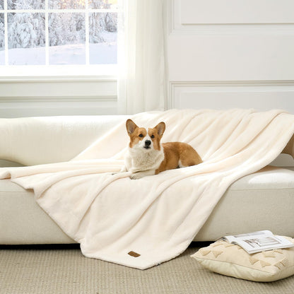 COZY KISS Waterproof Pet Blanket for Large Dog & Cat, 30x40 inch Cream