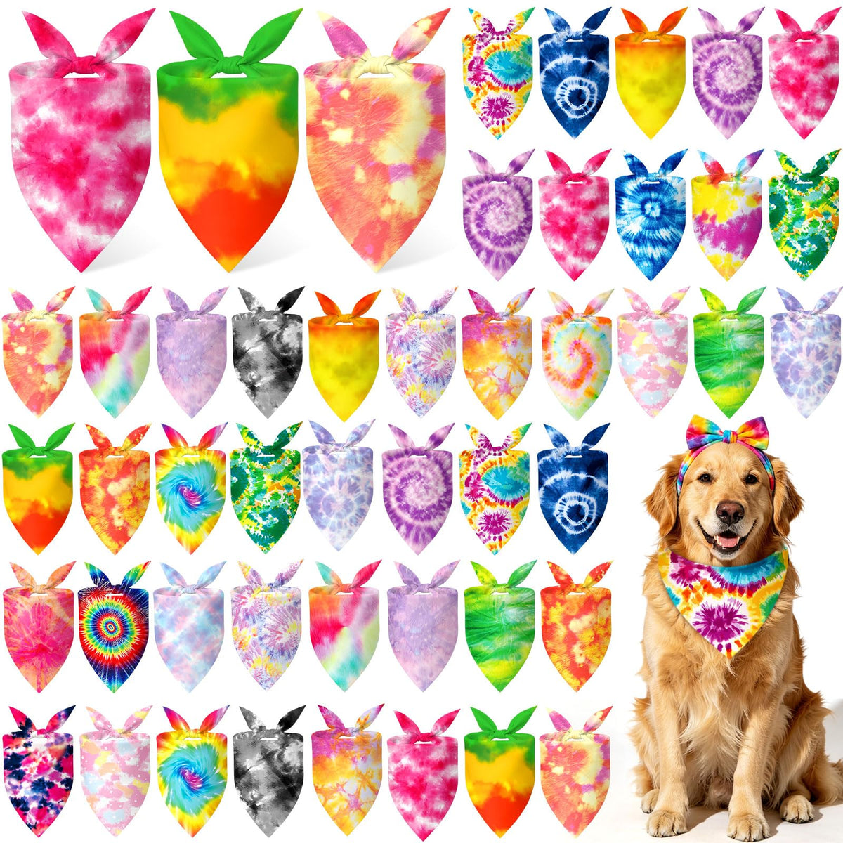 Abbylike 50 Pcs Halloween Dog Bandanas Bulk, Pumpkin Ghost Bat Skull