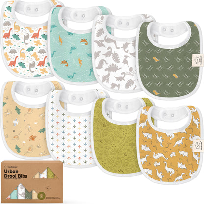 KeaBabies 8-Pack Organic Baby Bibs for Drooling and Teething (Pets & Paws)