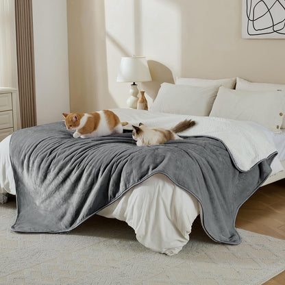 Soft Waterproof Blanket for Bed Couch Sofa, Grey, 50x60 inches