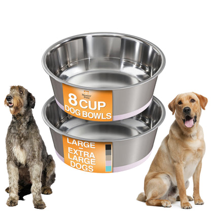 Neater Pet Brands Stainless Steel Dog Bowls with Non-Slip Rubber Bottom – 2 Cup (16 oz), Black - Set of 2 Heavy Duty Metal Dog Bowls, Dishwasher Safe, Food or Water Bowl, Ideal for Small Dogs & Cats