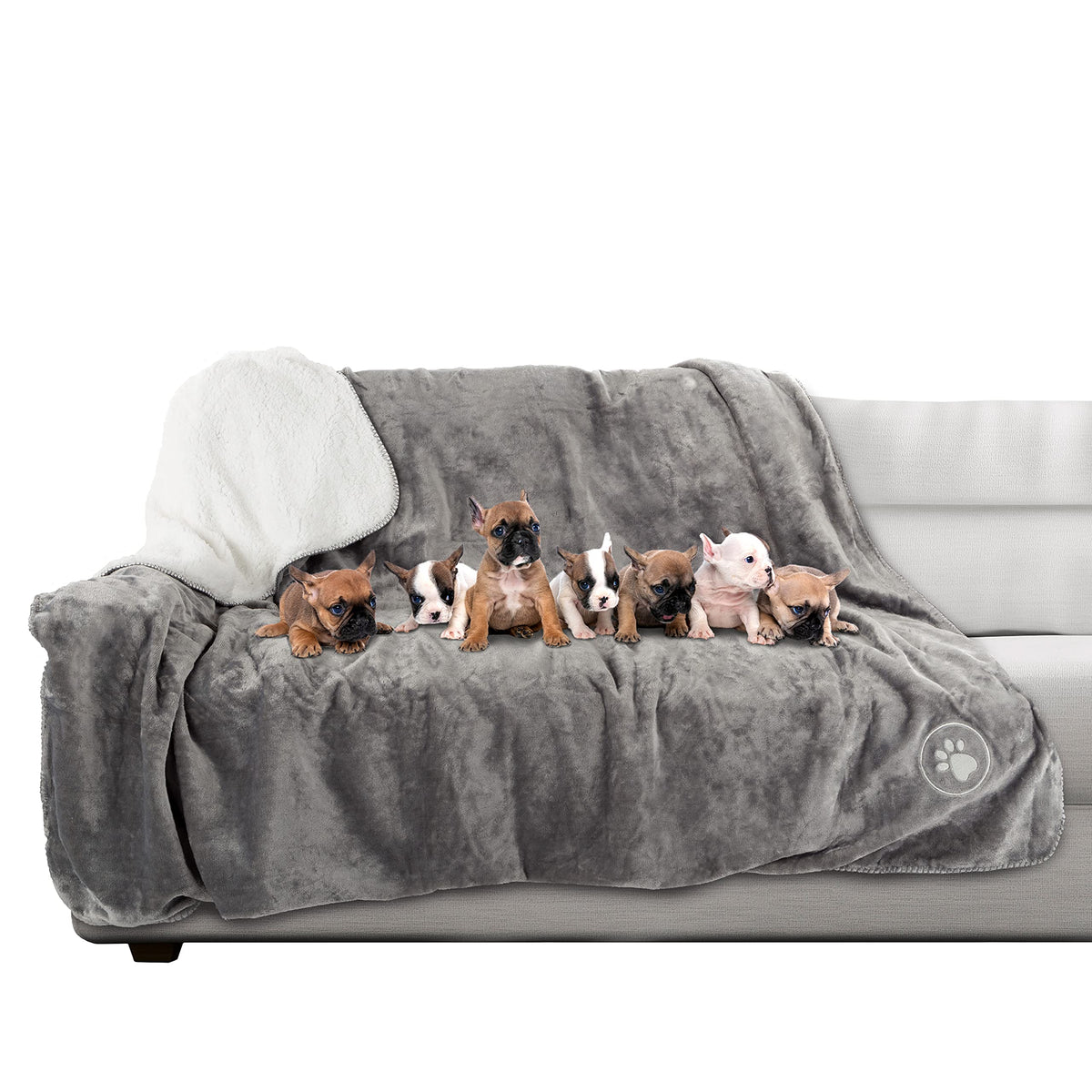 PETMAKER Waterproof Reversible Dog Blanket, Gray, 60” x 70”