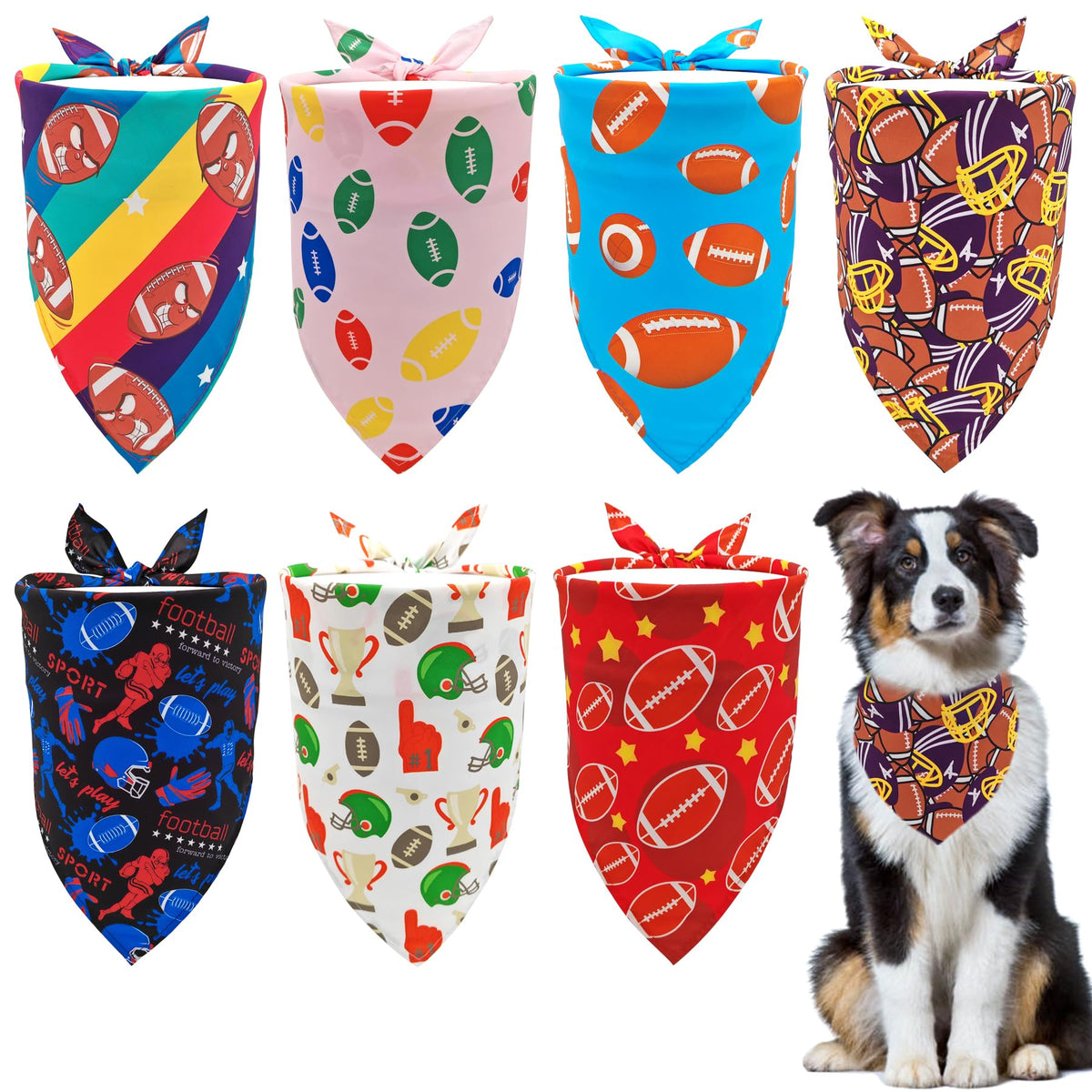 Paisley Dog Bandanas Bulk for Medium Dogs Sewn Edge 7 Pack M