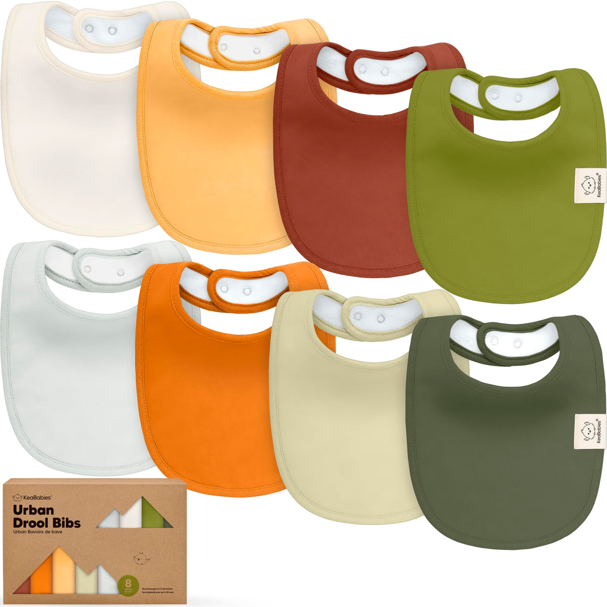 KeaBabies 8-Pack Organic Baby Bibs for Drooling and Teething (Pets & Paws)