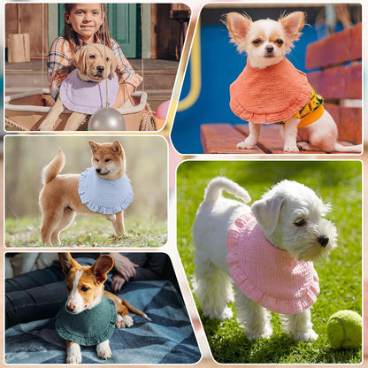 Shinylin 8 Pcs Muslin Cotton Square Bandanas Reversible Pet Bibs Scarf Pet Scarves with Two Snaps Apparel Accessories Kerchief for Small to Medium Puppy Cat (Fresh Color)