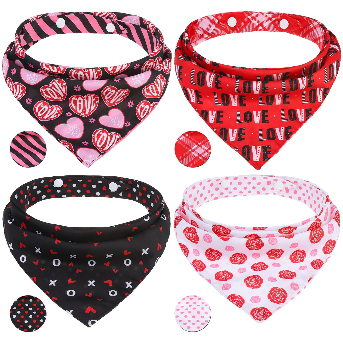 PAWCHIE Dog Bandanas Small Reversible Styles Pet Triangle Scarf Bibs - Adjustable with Two Snaps - Kerchief Set Accessories for Dogs, Puppy, Cats