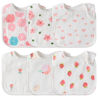 Zainpe 6Pcs Snap Muslin Cotton Baby Bibs