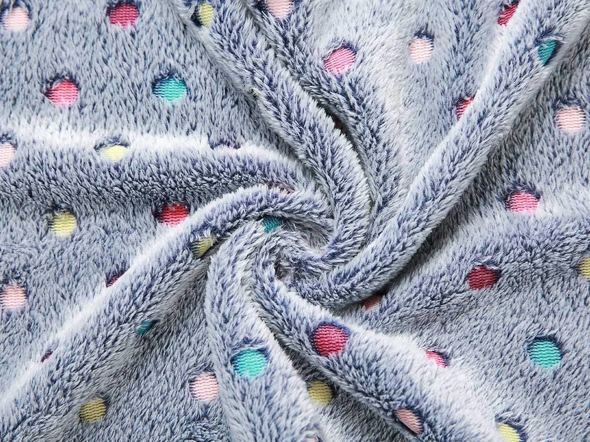 1 Pack 3 Blankets Super Soft Cute Dot Pattern Pet Blanket Flannel Throw for Dog Puppy Cat Blue/Purple/Grey Small