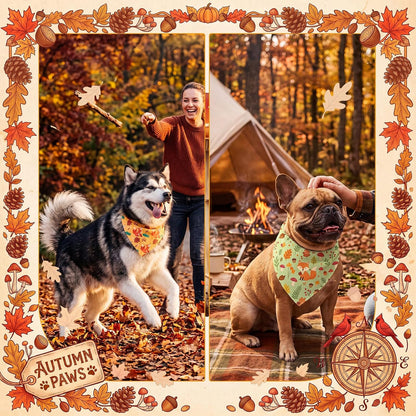 Weewooday 50 Pcs Fall Dog Bandanas Bulk for Autumn Pet Soft Bibs Adjustable Squirrel Fox Hedgehog Kerchief Bandana for Small Medium Large Grooming Accessories (Fall Animals, 25.6 x 17.7 x 17.7 Inch)