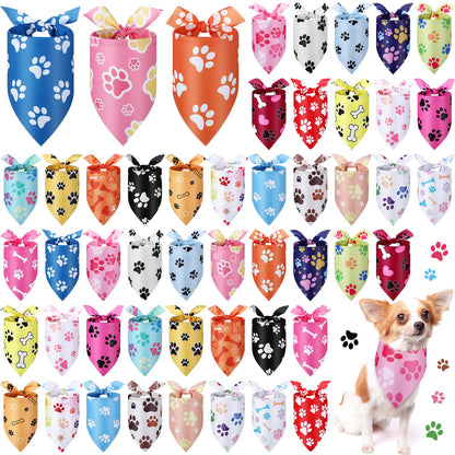 Abbylike 100 Pcs Halloween Dog Bandanas Bulk Cute Dog Paw Prints Pattern