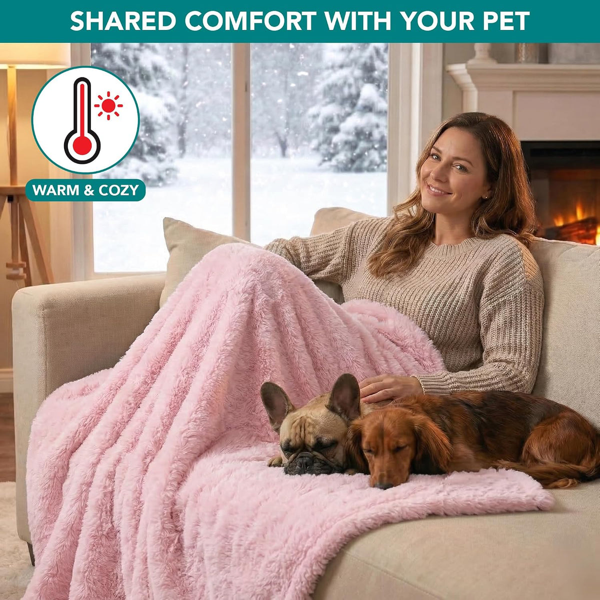 PetAmi Fluffy Sherpa Waterproof Dog Blanket for Small Pet Cat, 24x32 Pink
