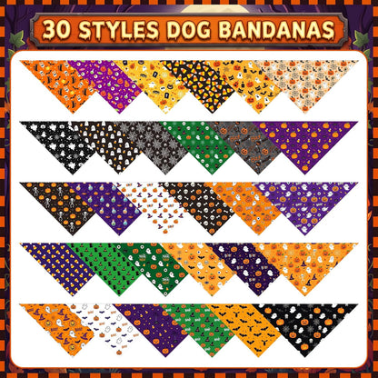 Chunful 120 Pcs Halloween Dog Bandanas Bulk for Charm Grooming Medium Pet