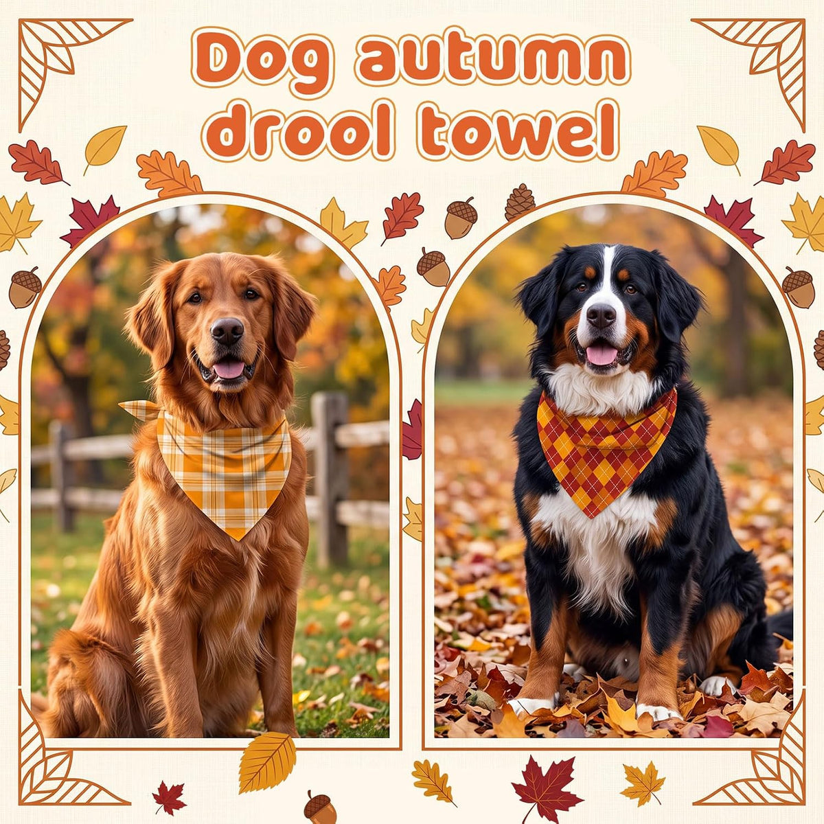 50 Pcs Fall Plaid Dog Bandanas Bulk Autumn Gingham Check Pattern