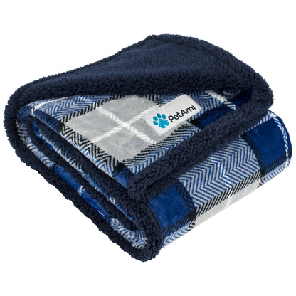 PetAmi Dog Blanket for Medium Small Pet Cat Puppy, 60x40, Plaid Dark Gray