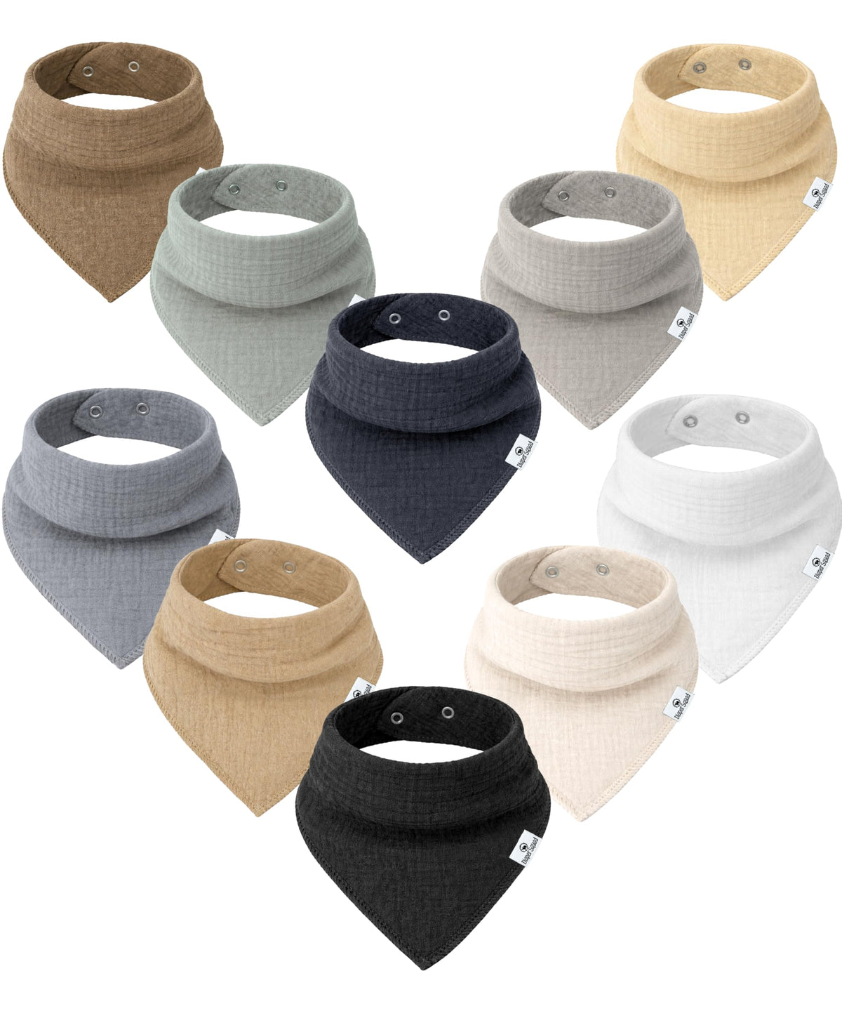 Diaper Squad 10-Pack Organic Cotton Baby Bibs for Baby Boy, Girl
