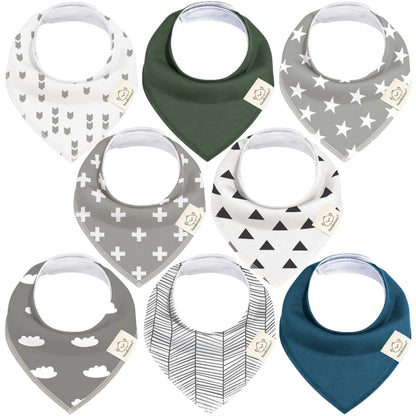 KeaBabies 8pk Organic Baby Bandana Bibs for Drooling Teething, Pets & Paws