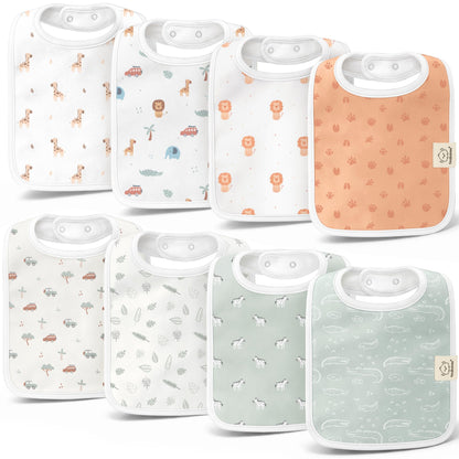KeaBabies 8-Pack Organic Baby Bibs for Boys, Girls Drool Bibs (Dew)