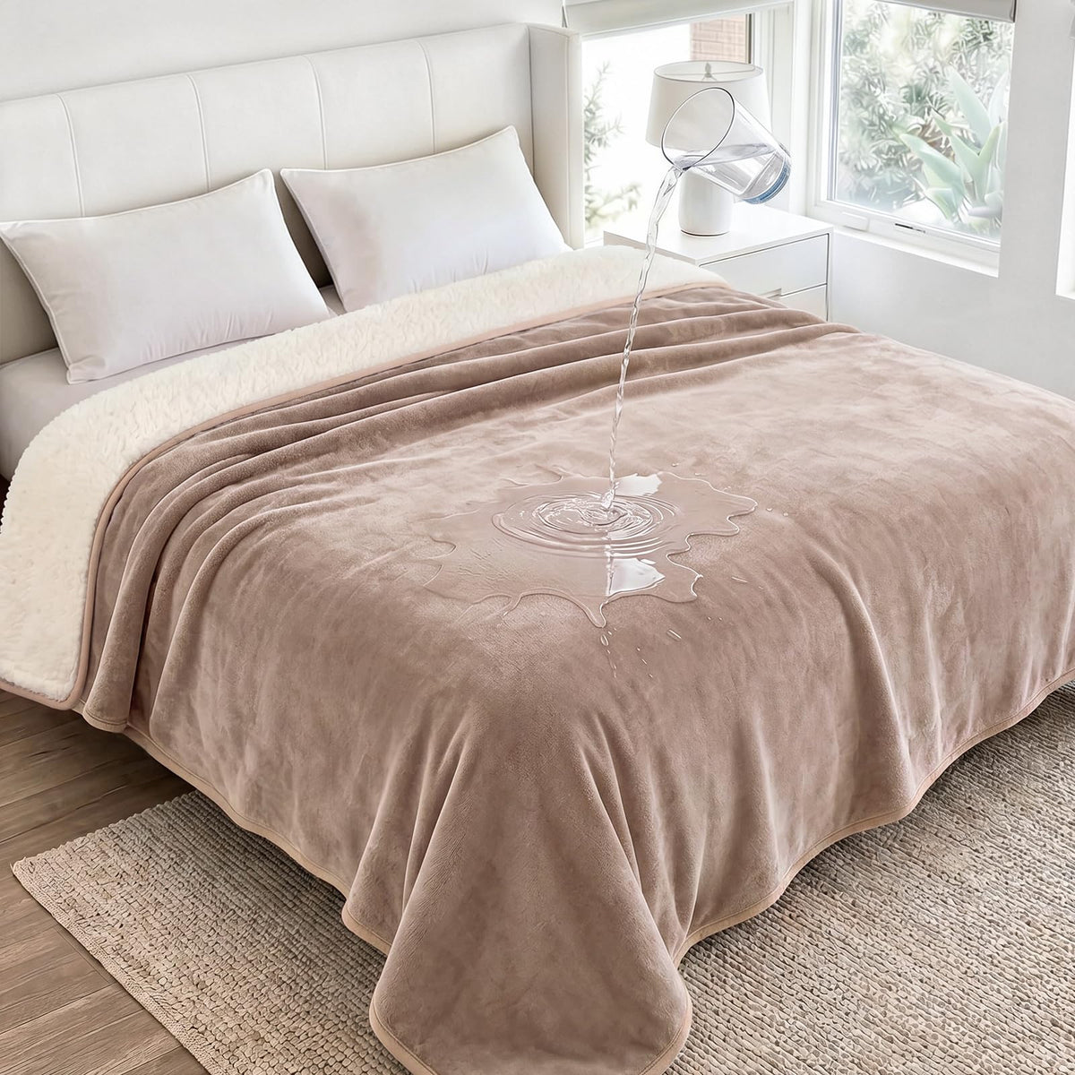Luciphia Waterproof Bed Blanket Washable,Soft Sherpa Fleece Puppy Reversible Throw Blankets for Small Dog Cat, Furniture Cover Protector Couch Bed from Liquid Pee and Pet Fur, Black, 40" x 28"
