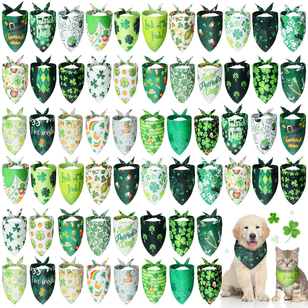 Sanwuta 60 Pcs Christmas Dog Bandanas Bulk Xmas Pet Bib Scarf, Santa Medium