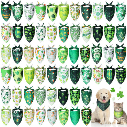 Sanwuta 60 Pcs Christmas Dog Bandanas Bulk Xmas Pet Bib Scarf, Santa Medium