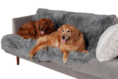 Furhaven Waterproof Throw Blanket for Dogs & Indoor Cats, Washable - Shaggy Plush Calming Long Faux Fur & Velvet Dog Blanket - Taupe, Medium