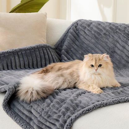 Qeils Dog & Cat Blankets - Waterproof Washable - Sherpa, Plus Plush Reversible, 25"X30", Grey Paw Print