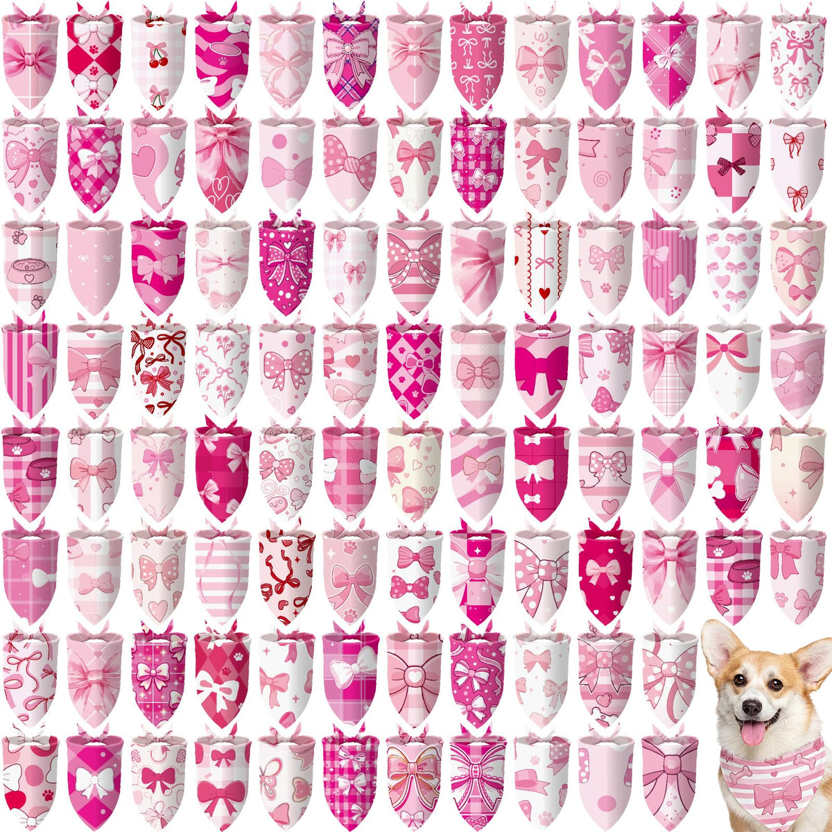 Huhumy 100 Pcs Paw Dog Bandanas Bulk Pet Paw Grooming Bandanas for Dogs