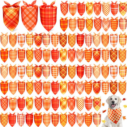 Abbylike 100 Pcs Halloween Dog Bandanas Bulk Cute Dog Paw Prints Pattern