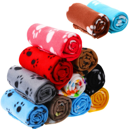 Tegeme 12 Pcs Fleece Blanket for Pet Dog Puppy,Cute Style,12 x 12 Inches