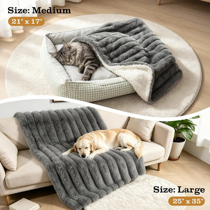 Dog Blanket for Small Dogs, Soft Rabbit Fur Puppy Blanket 25x35 Grey