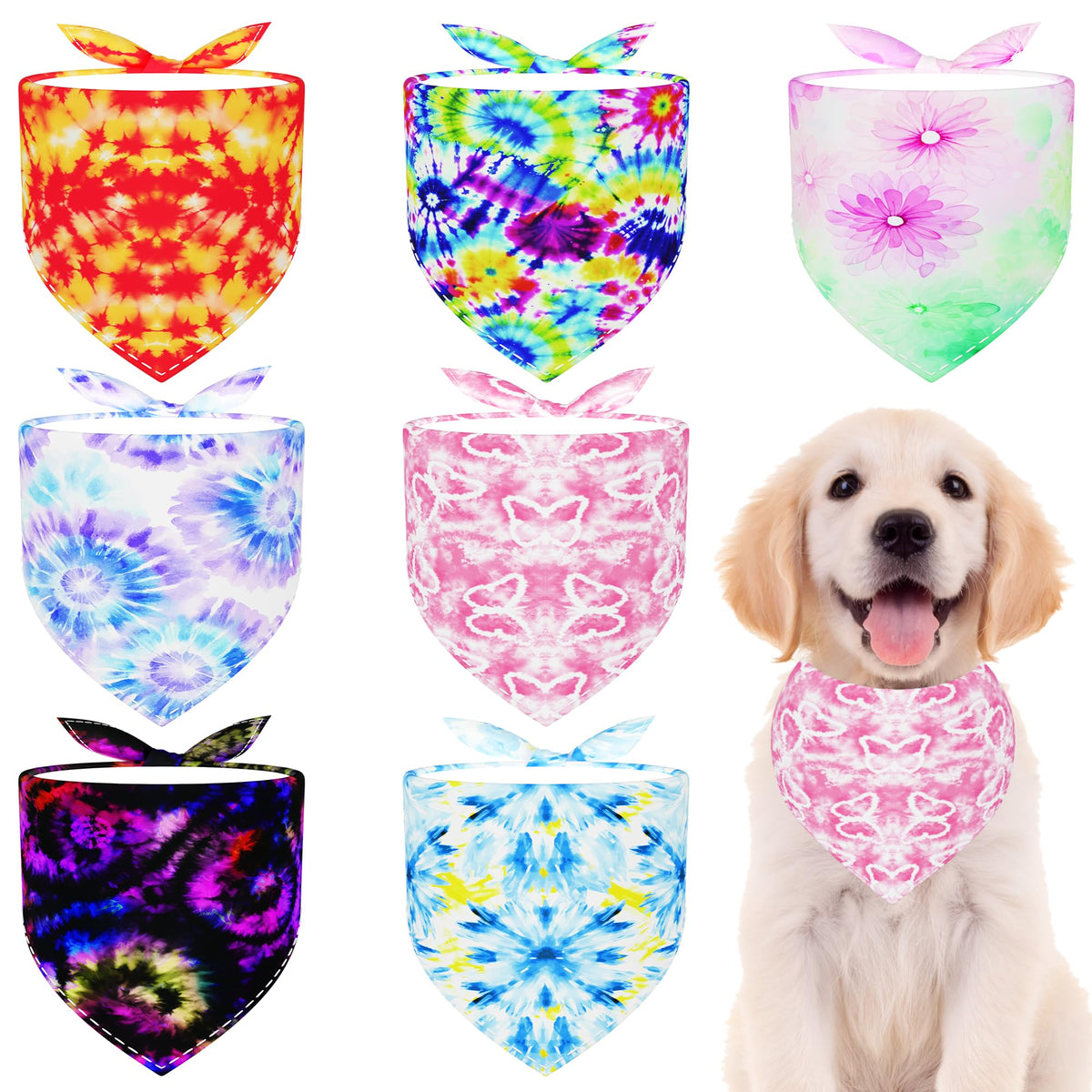 Paisley Dog Bandanas Bulk for Medium Dogs Sewn Edge 7 Pack M