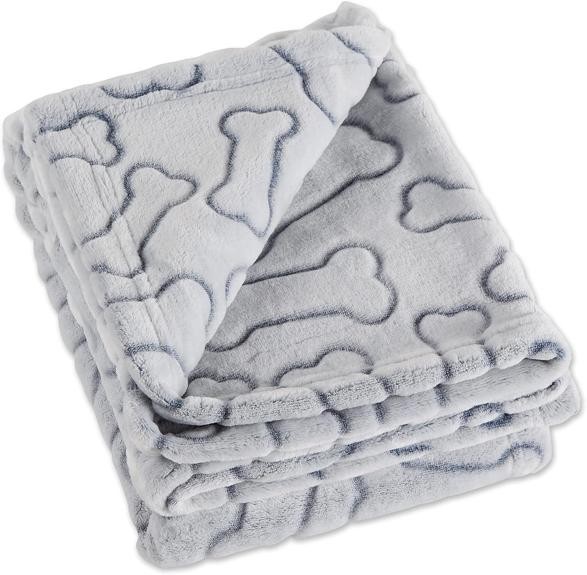 Bone Dry Embossed Bone Print Pet Blanket, 36x48", Gray