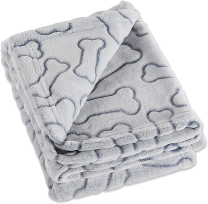 Bone Dry Embossed Bone Print Pet Blanket, 36x48", Gray